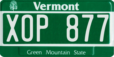 VT license plate XOP877