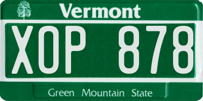VT license plate XOP878