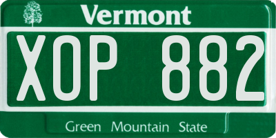 VT license plate XOP882