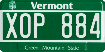 VT license plate XOP884