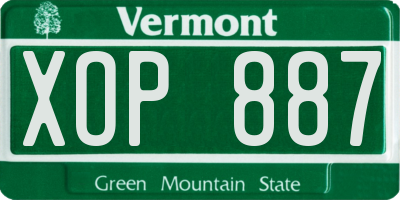 VT license plate XOP887