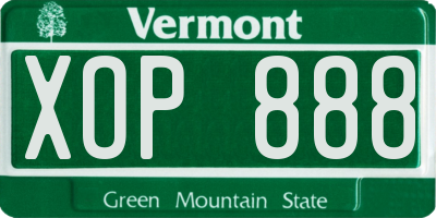 VT license plate XOP888
