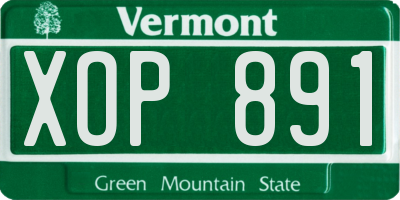 VT license plate XOP891
