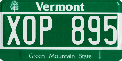 VT license plate XOP895