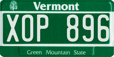 VT license plate XOP896