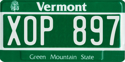 VT license plate XOP897