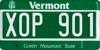 VT license plate XOP901