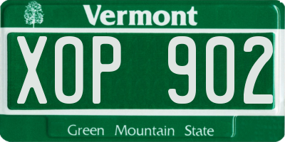 VT license plate XOP902
