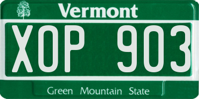 VT license plate XOP903