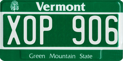 VT license plate XOP906