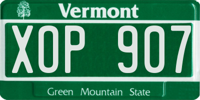 VT license plate XOP907