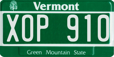 VT license plate XOP910