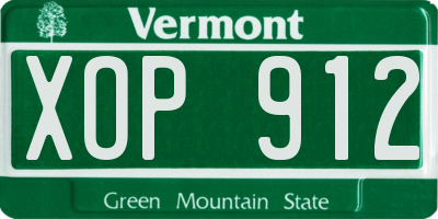VT license plate XOP912
