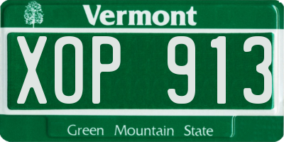 VT license plate XOP913