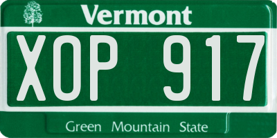 VT license plate XOP917