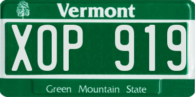 VT license plate XOP919