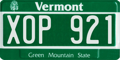 VT license plate XOP921