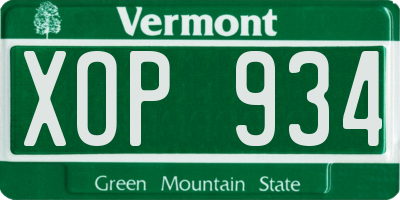 VT license plate XOP934
