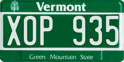 VT license plate XOP935