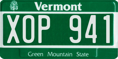 VT license plate XOP941