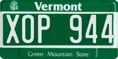 VT license plate XOP944