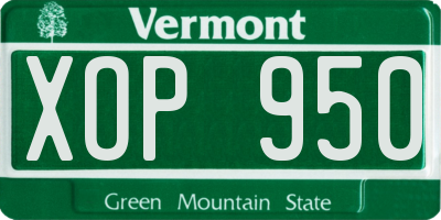 VT license plate XOP950