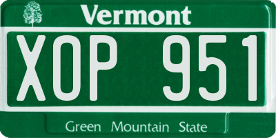 VT license plate XOP951