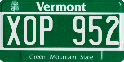 VT license plate XOP952