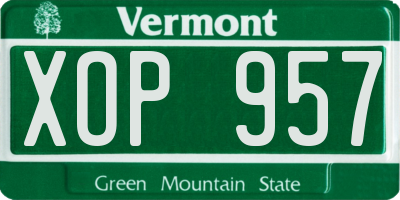 VT license plate XOP957