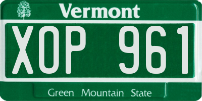 VT license plate XOP961