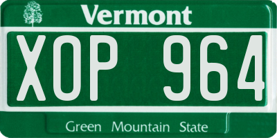VT license plate XOP964