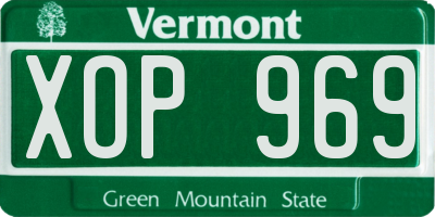 VT license plate XOP969
