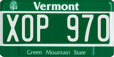 VT license plate XOP970