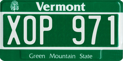 VT license plate XOP971