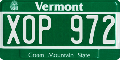 VT license plate XOP972