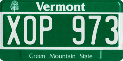 VT license plate XOP973