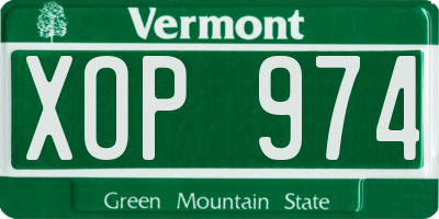 VT license plate XOP974