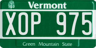 VT license plate XOP975