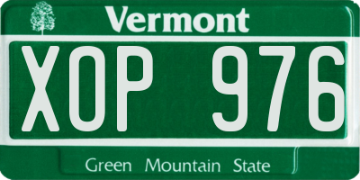 VT license plate XOP976