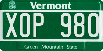 VT license plate XOP980