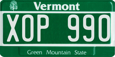 VT license plate XOP990