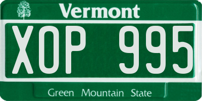 VT license plate XOP995