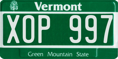 VT license plate XOP997