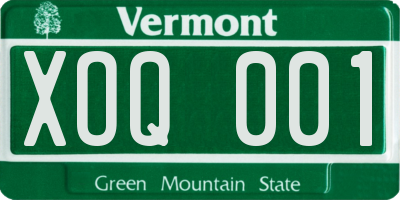 VT license plate XOQ001