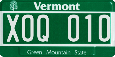VT license plate XOQ010