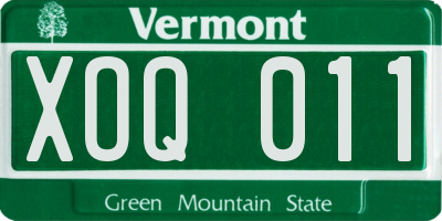 VT license plate XOQ011