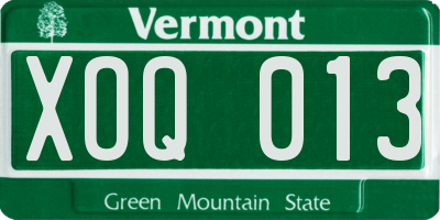 VT license plate XOQ013