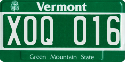 VT license plate XOQ016