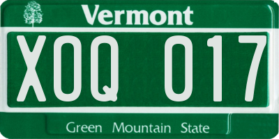 VT license plate XOQ017