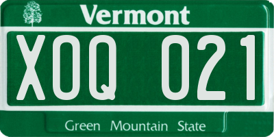 VT license plate XOQ021